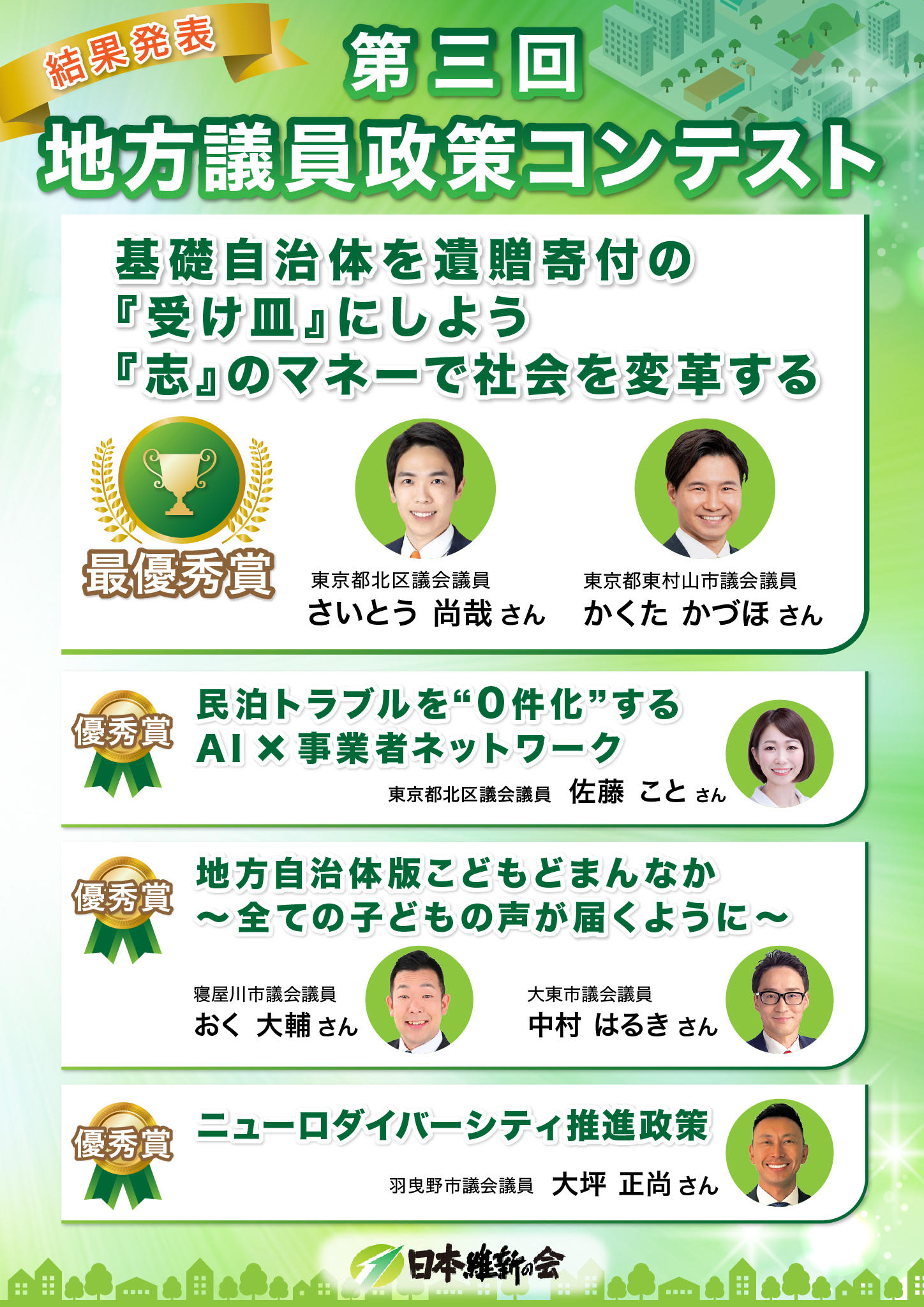 2026年3月28日(土)【第三回 地方議員政策コンテスト 結果発表 】