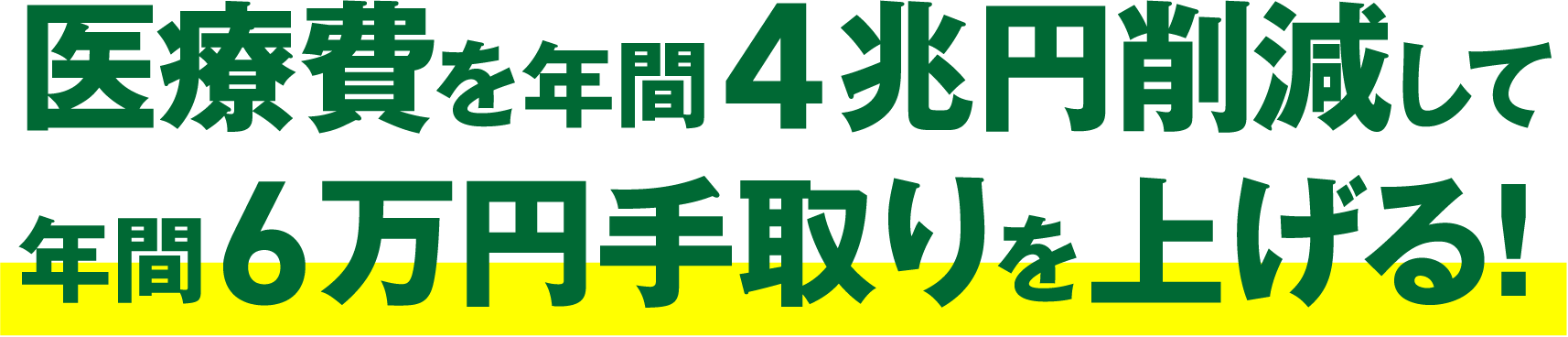 医療費を年間4兆円削減して 年間6万円手取りを上げる!