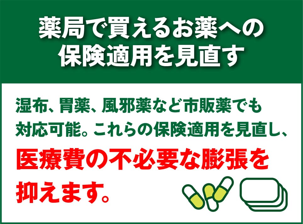 薬局で買えるお薬への保険適用を見直す