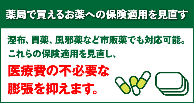 薬局で買えるお薬への保険適用を見直す
